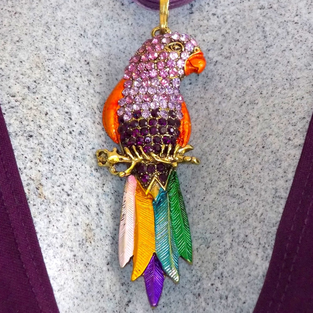 💜Multicolored Purple Bird Pendant Necklace💜